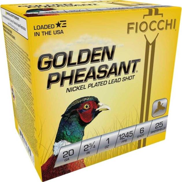 Fiocchi Golden Pheasant 20 GA | 2.75", 1 oz, #6 Shot, 1245 FPS | Box of 25 | 20GP6