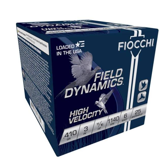 Fiocchi High-Velocity Hunting Load .410 ga 3" MAX 11/16 oz #6 1140 fps 25/rd