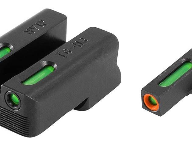 Truglo TFX Pro Tritium/Fiber-Optic Day/Night Sights Fit Novak LoMount cut .260 front / .450 rear - Orange Outline Front/Rear Green