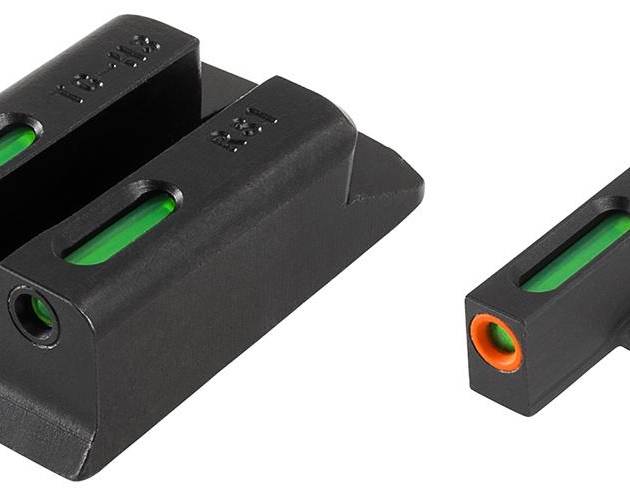 Truglo TFX Pro Tritium/Fiber-Optic Day/Night Sights Fit Ruger SR9|Ruger SR9C|Ruger SR40|Ruger SR40C|Ruger SR45 - Orange Outline Front/Rear Green