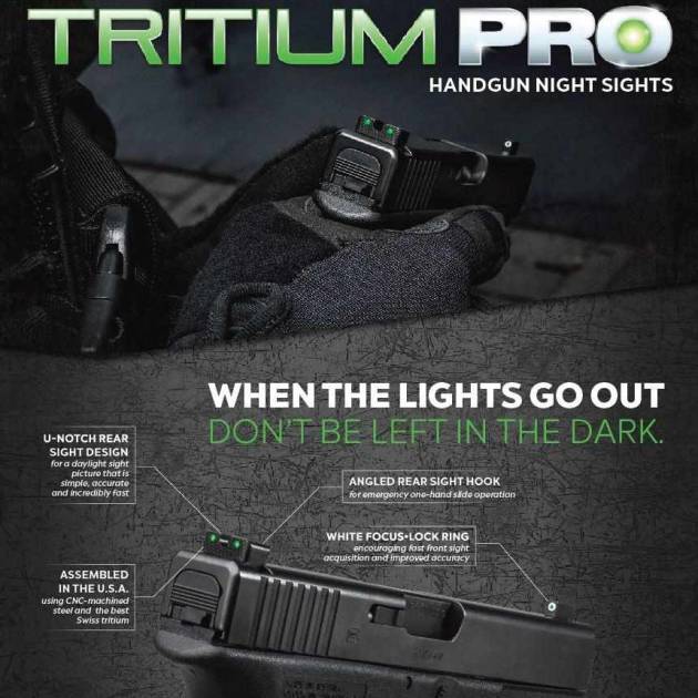 Truglo Tritium Pro Night Sights Fit Kahr Arms K MK P PM T&TP Models with New Dovetail (Post-2004) - Front Outline White/Rear Green