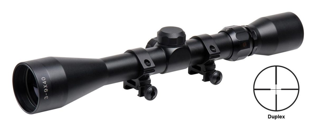 Truglo Trushot Rifle Scope w/Weaver Style Rings - 3-9x40mm 11.52-37.7' 3.15-3.94" Matte