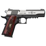 Browning 1911 380 Black Label Medallion Pro Handgun 380 ACP 8rd Magazine 3.625" Barrel Black with Silver Slide and Wood Grip Night Sights Accessory Rail