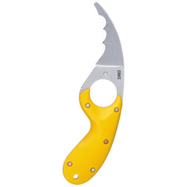CRKT Bear Claw Fixed Knife 2-2/5" Hawkbill Blade Yellow
