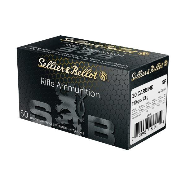 Sellier & Bellot Rifle Ammunition .30 Carbine 110 gr FMJ 1990 fps 50/ct