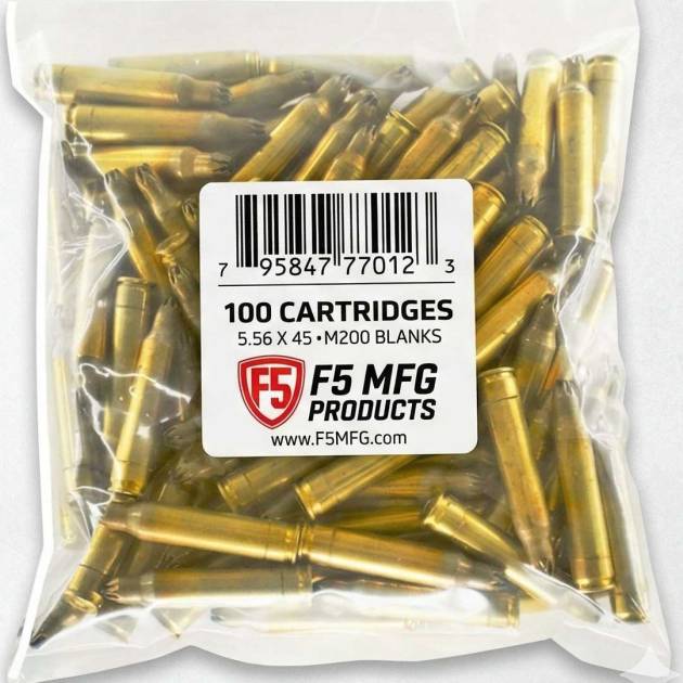F5 MFG M200 Mil Spec 5.56 Blanks - 100 Cartridges | Bulk Packaging
