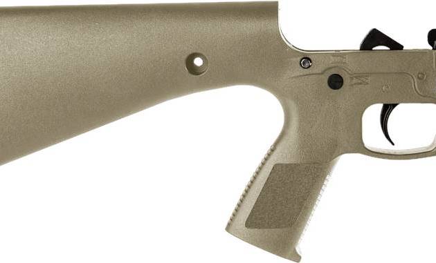 Wraithworks WARP-15 Polymer Complete AR15 Lower Receiver - FDE | Mil-Spec Parts Kit | Integral Buttstock & Textured Pistol Grip | Trap Door Buttplate