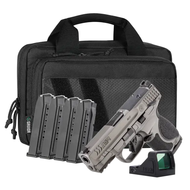 SMITH & WESSON M&P9 METAL M2.0 9MM PISTOL 3.6" T.S. O.R. VIRIDIAN RFX11, SAVIOR BAG, 5-15RD MAGS