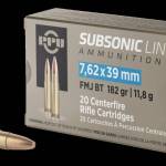 PPU 762 X 39 SUBSONIC FMJ 182GR 20RD BOX 50 BOXES PER CASE