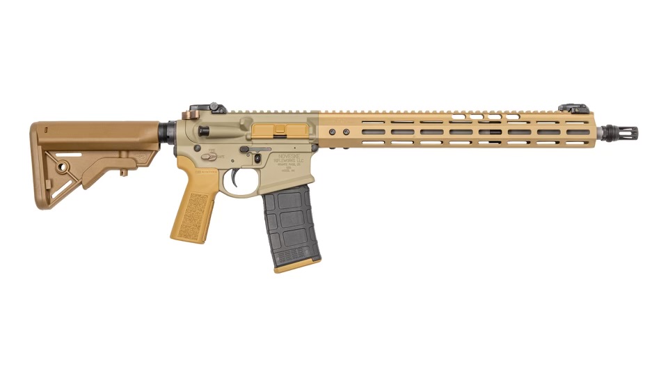 Noveske Rifleworks AR rifle with 16-inch barrel, M-LOK rail, and FDE Cerakote finish