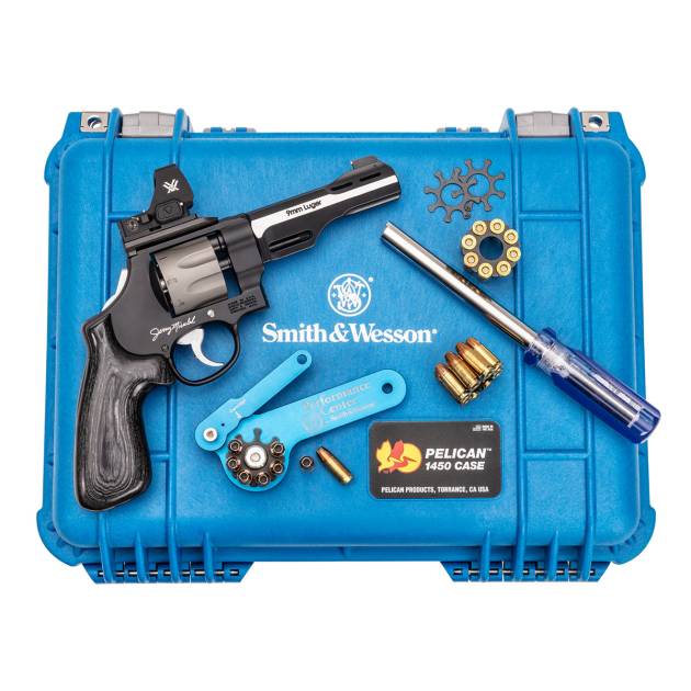 SMITH & WESSON PC MODEL 327 WR JERRY MICULEK 9MM REV 5" 8RD D/A SCANDIUM FRAME, VORTEX RED DOT