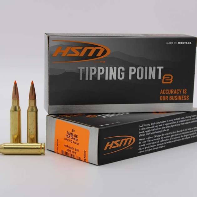HSM AMMUNITION 7MM-08 REM 162GR TIPPING PT 20RD BOX 25 BOXES PER CASE