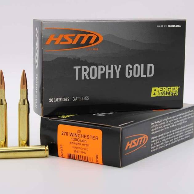 HSM AMMUNITION 270 WIN 130GR BERGER HNT 20RD BOX 20 BOXES PER CASE