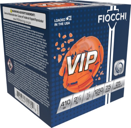 FIOCCHI VIP 410G 2.5" 1/2OZ 7.5SHT 1250FPS 25RD BX 250RD CS