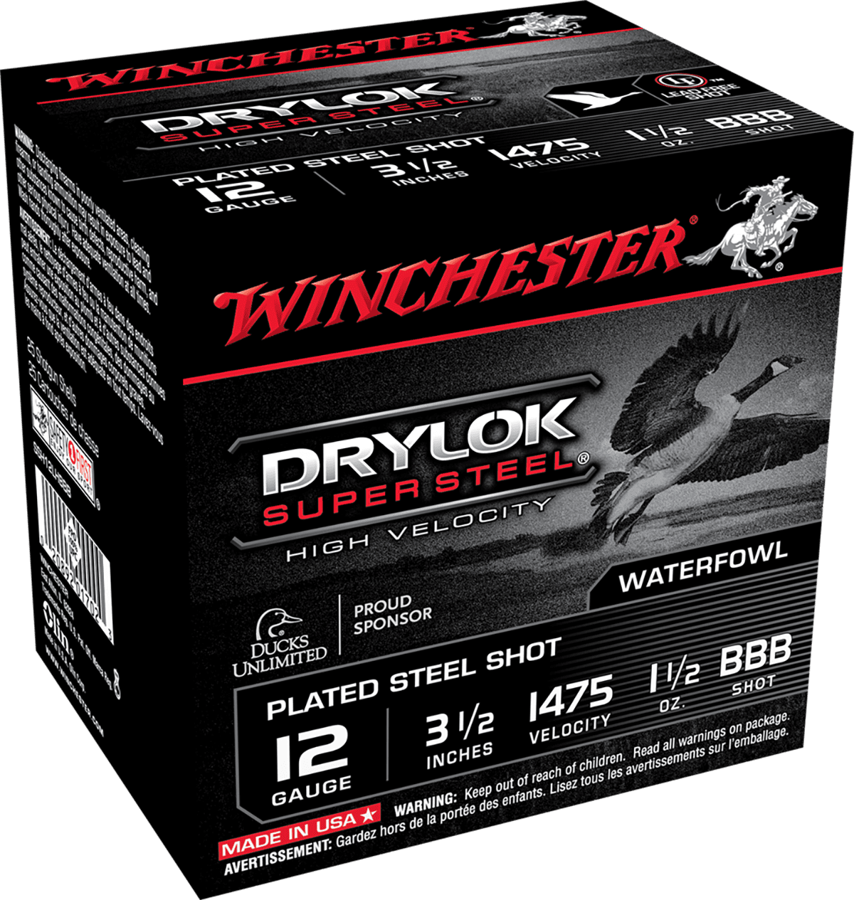 WINCHESTER DRYLOK SUPER STEEL 12 GA 3-1/2" BB HV 1-1/2 OZ 25 RD/BX 10 BX/CS