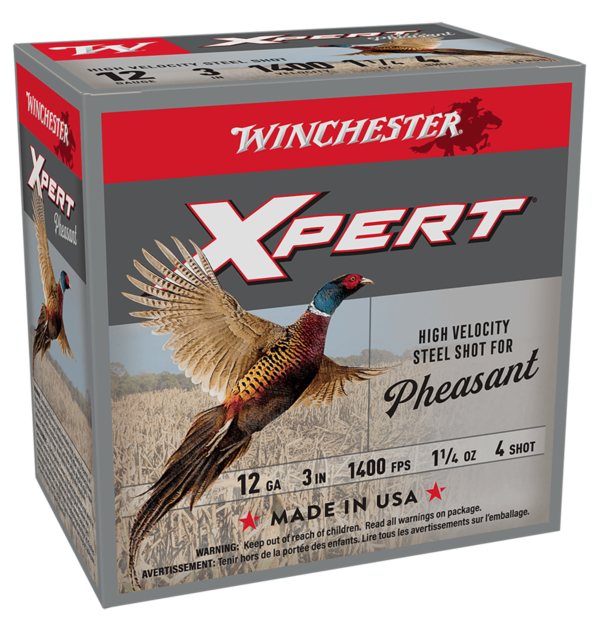 WINCHESTER SUPER X XPERT PHEASANT 12 GA 3" #4 HV 1-1/4 OZ LEAD FREE 25 RD/BX 10 BX/CS