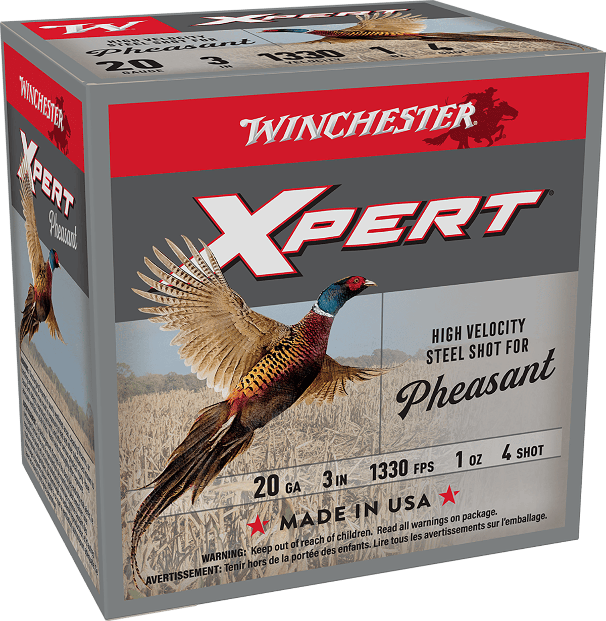 WINCHESTER XPERT PHEASANT 20 GA 3" #4 STEEL 1 OZ LEAD FREE 25 RD/BX 10 BX/CS