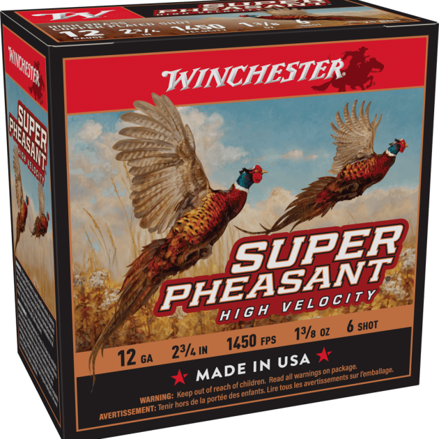 Winchester Super Pheasant, High Velocity, High Brass | 2.75", 1 3/8 oz, #6, 1450 FPS | #X12PHV6