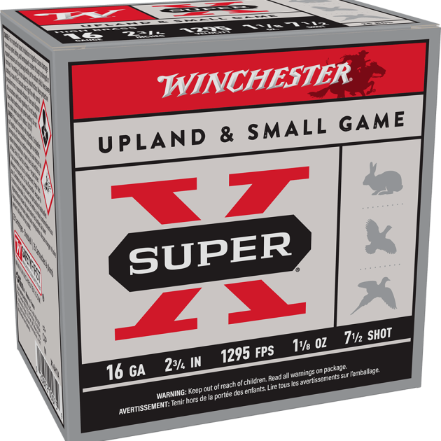 WINCHESTER SUPER X UPLAND 16 GA 2-3/4" #7.5  HB 1-1/8 OZ 25 RD/BX 10 BX/CS