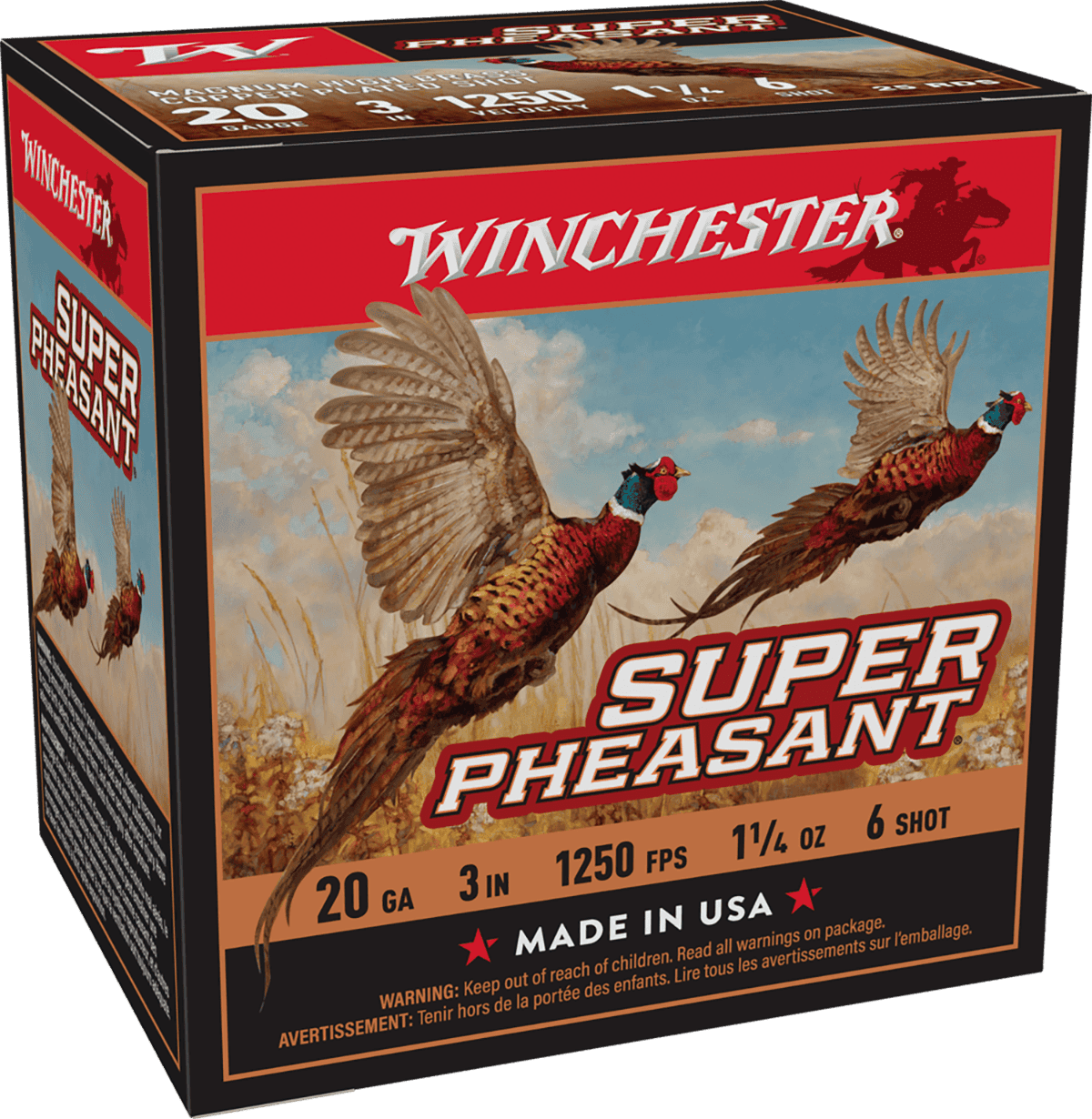 WINCHESTER SUPER X PHEASANT 20 GA 3" #6 HB 1-1/4 OZ 25 RD/BX 10 BX/CS