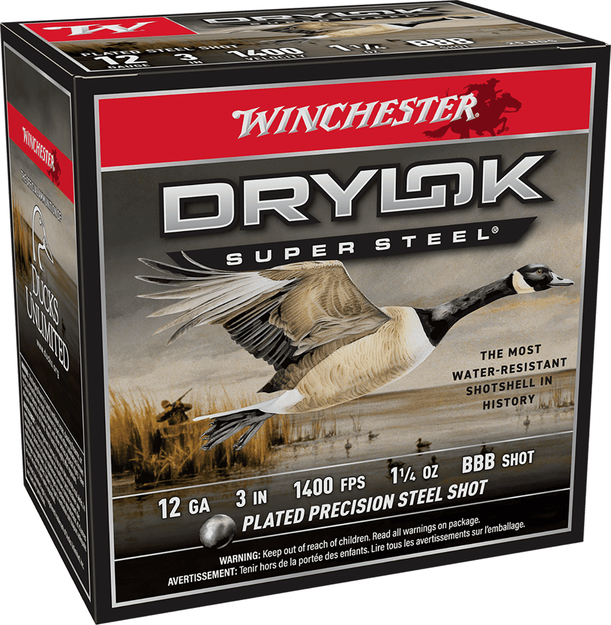 WINCHESTER DRYLOK SUPER STEEL 12 GA 3" BBB 1-1/4 OZ 25 RD/BX 10 BX/CS