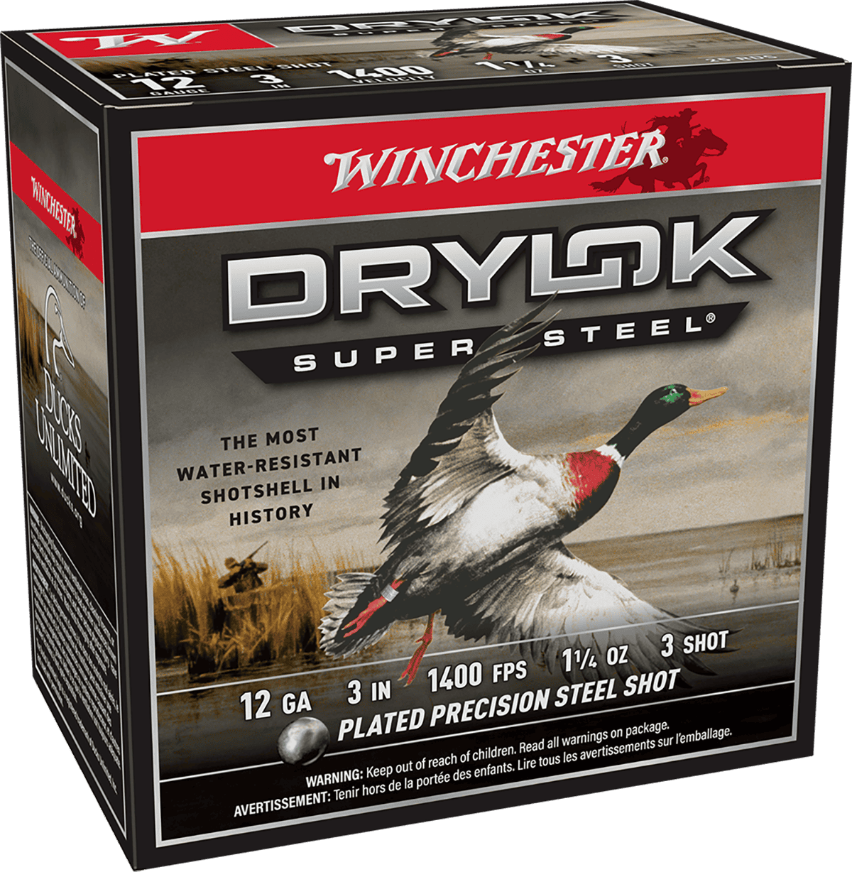 WINCHESTER DRYLOK SUPER STEEL 12 GA 3" #3 1-1/4 OZ 25 RD/BX 10 BX/CS