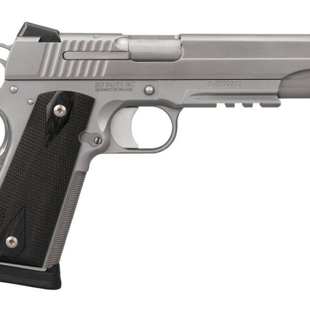 SIG SAUER 1911 45ACP 5" STAINLESS FINISH, BLK GRIP, 2-8RD CA COMPLIANT