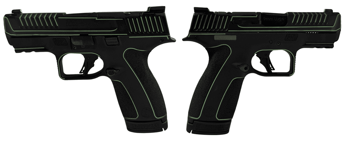 SMITH & WESSON M&P 9 SHIELD X NTS BLACK/LIME GREEN PISTOL 3.6" N.S. 1-13RD, 1-15RD MAG