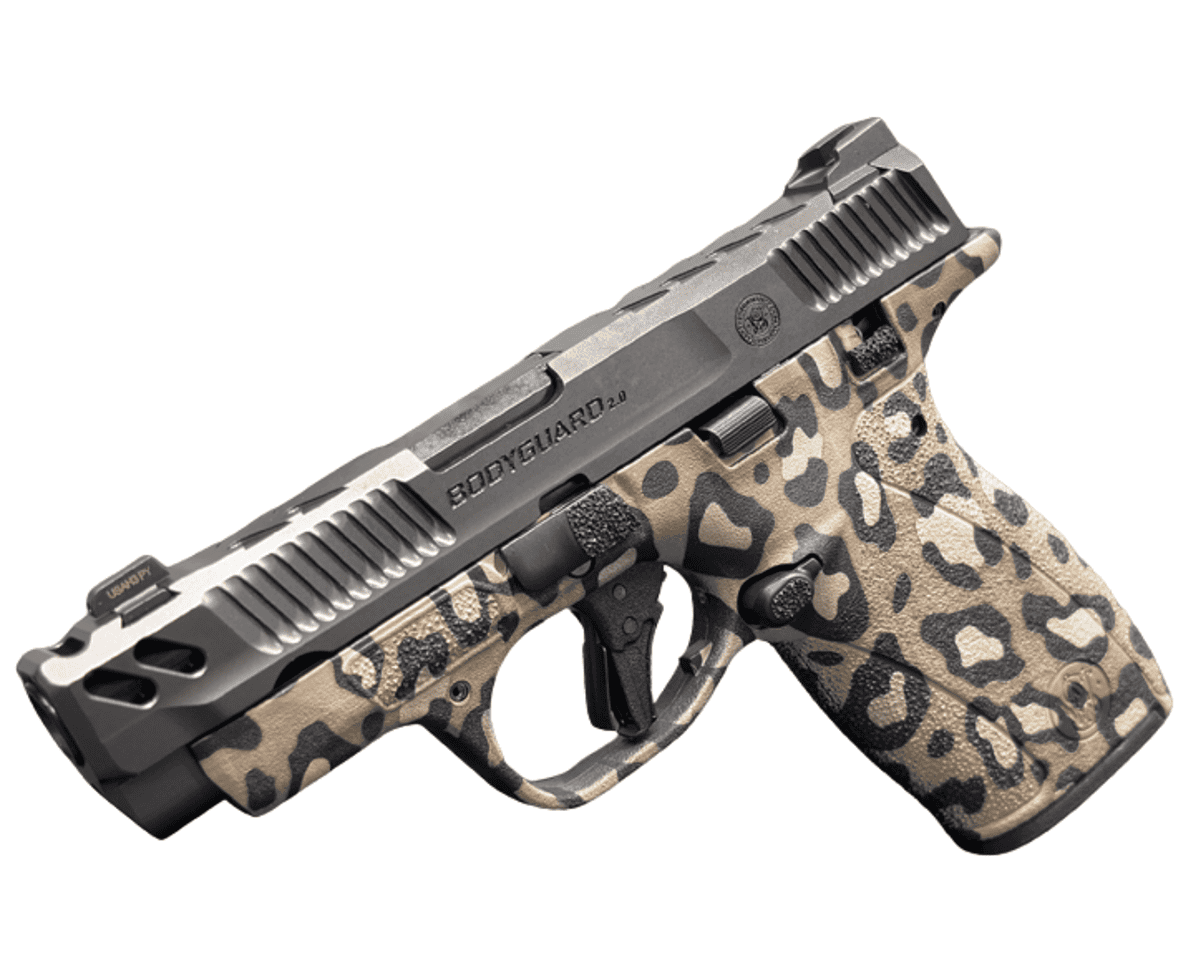 SMITH & WESSON PC BODYGUARD 2.0 CARRY COMP LEOPARD PRINT 380ACP PISTOL 3.1" M.S 1-10RD, 1-12RD MAG