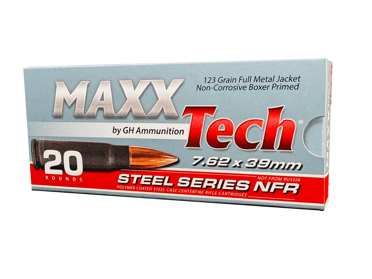MAXXTECH 7.62X39 STEEL CASE 123GR FMJ 20RD/BX 30BX/CS