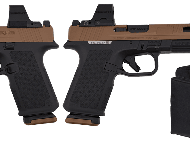 Ruger RXM 9mm pistol in black and tan with OSIGHT optic
