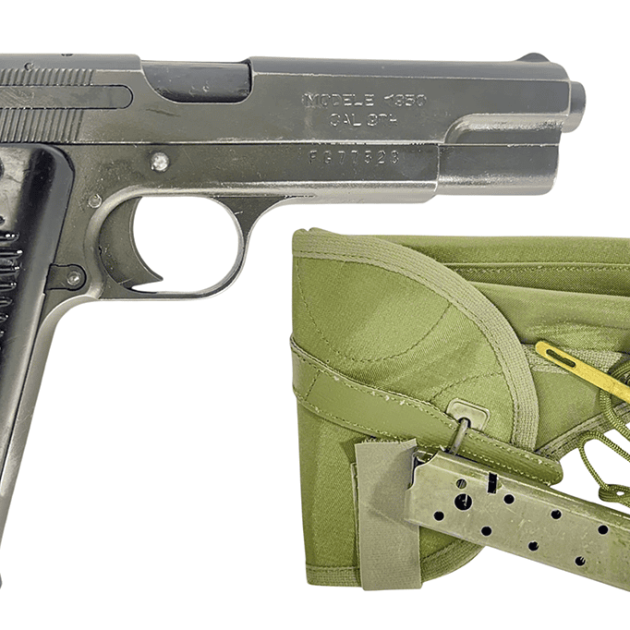 NAVY ARMS MAC 50 PISTOLS SURPLUS 9MM PISTOL W/ HLSTER, CLEANING KIT, LANYARD, ORIGINAL FRENCH MANUAL