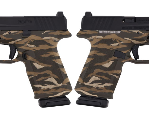 RUGER RXM THREADED 9MM PISTOL 4.5" BBL OD GREEN TIGER STRIPE MAGPUL EHG, O.R. 2-15RD MAGS