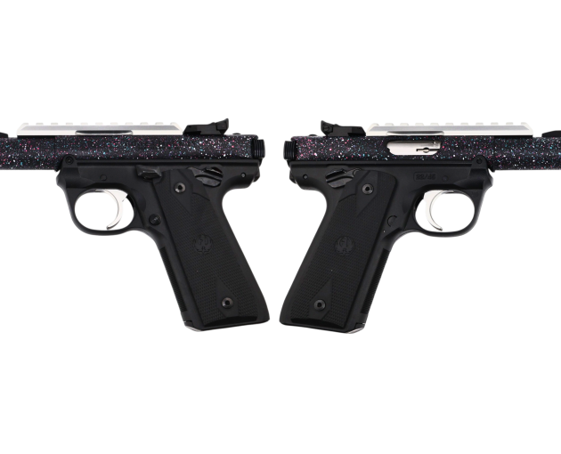 RUGER MARK IV 22/45 22LR PISTOL 4.4" T.B. SPLATTER 2-10RD MAGS