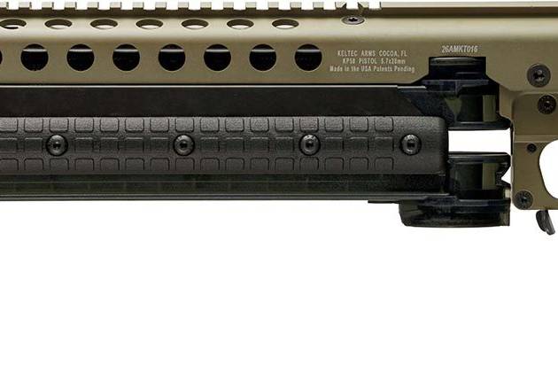 KelTec KP50 tan 5.7x28mm semi-automatic pistol with 50-round magazine