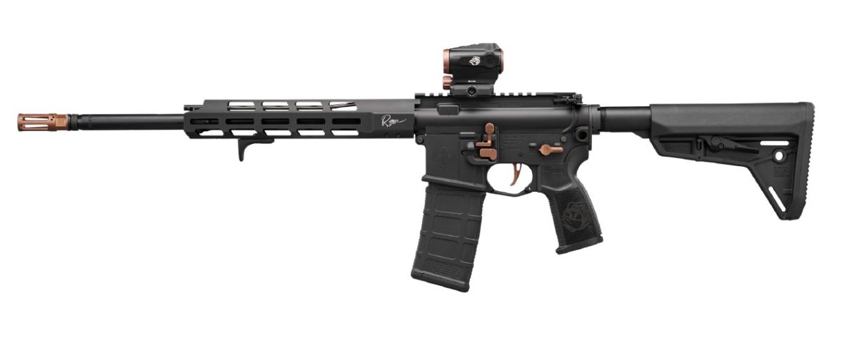 Sig Sauer M400 ROSE 5.56 NATO rifle with 16-inch barrel and ROMEO5 GENII red dot