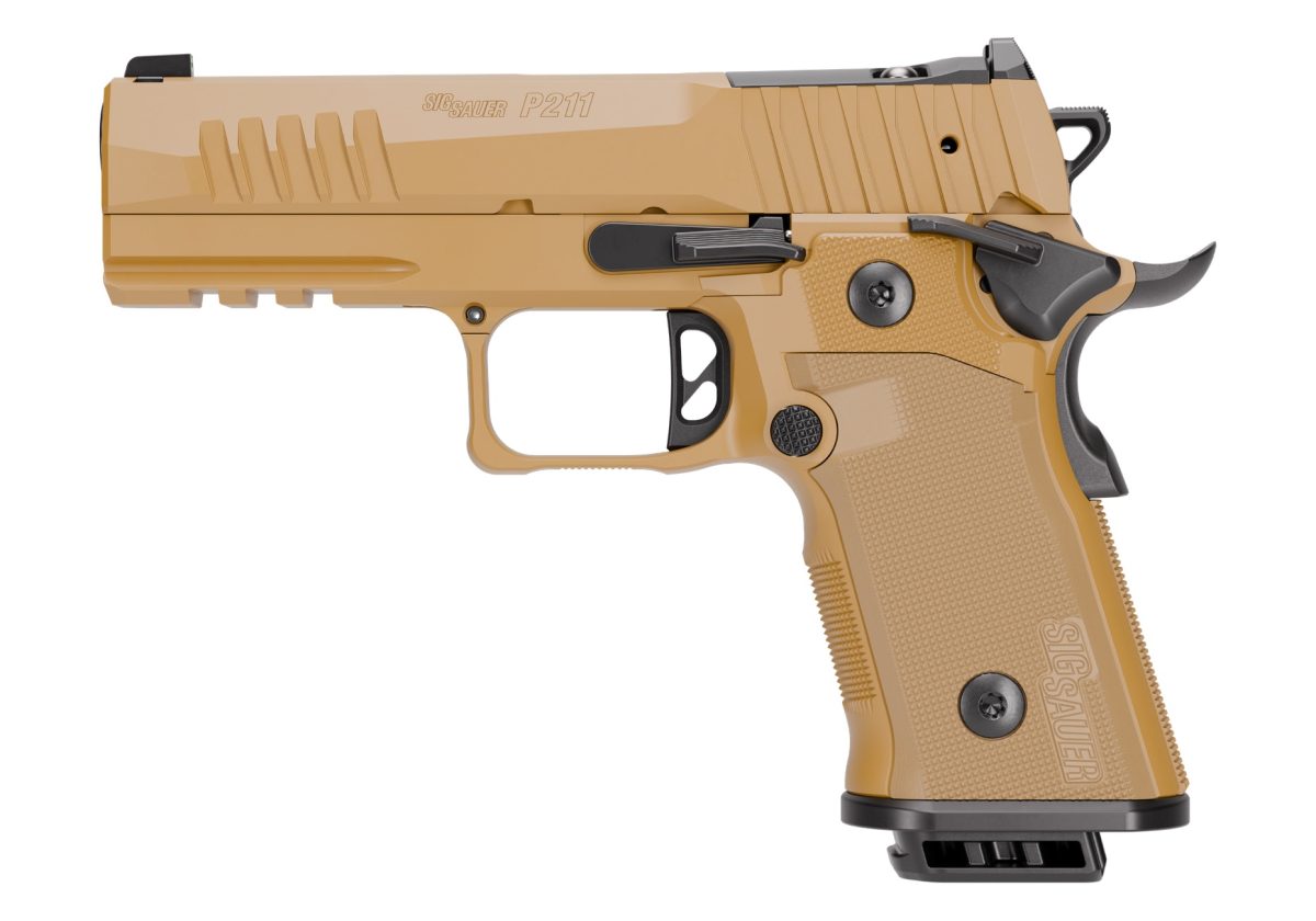 Sig Sauer P211-GT4 9mm coyote pistol with 4.2-inch bull barrel and G10 grip panels