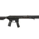 Patriot Ordnance Factory 9mm black rifle with collapsible Mission First Tactical stock