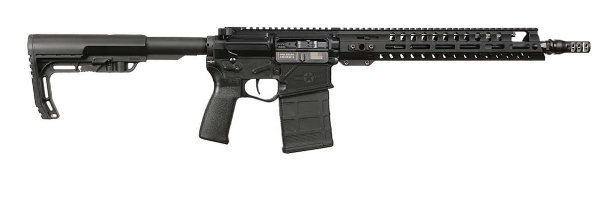 Patriot Ordnance Factory Rogue .308 rifle with 13.75-inch black threaded barrel