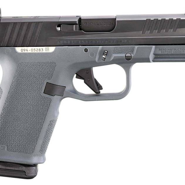 Ruger RXM 9mm pistol with 4-inch barrel, black slide, and Stealth Gray Magpul grip