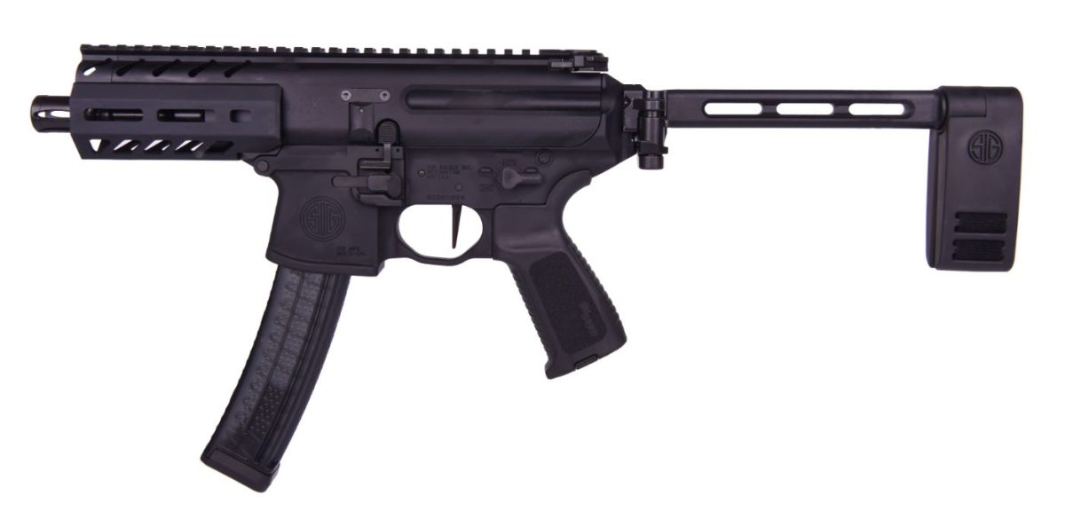 Sig Sauer MPX K 9mm black pistol with 4.5-inch barrel and folding brace