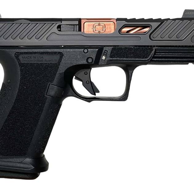 Shadow Systems MR920P Elite 9mm pistol with black frame and bronze barrel