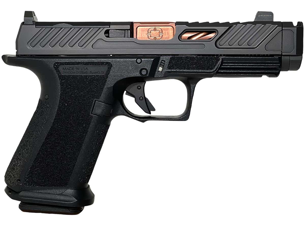 Shadow Systems MR920P Elite 9mm pistol with black frame and bronze barrel