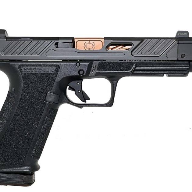 Shadow Systems DR920P Elite 9mm pistol with black frame, black slide, and bronze barrel