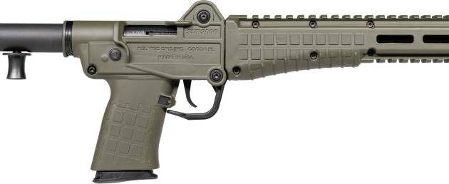 KelTec SUB2000 Gen3 5.7x28mm carbine with 16.15-inch threaded barrel and green stock