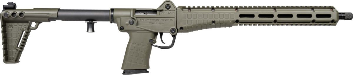 KelTec SUB2000 Gen3 5.7x28mm carbine with 16.15-inch threaded barrel and green stock
