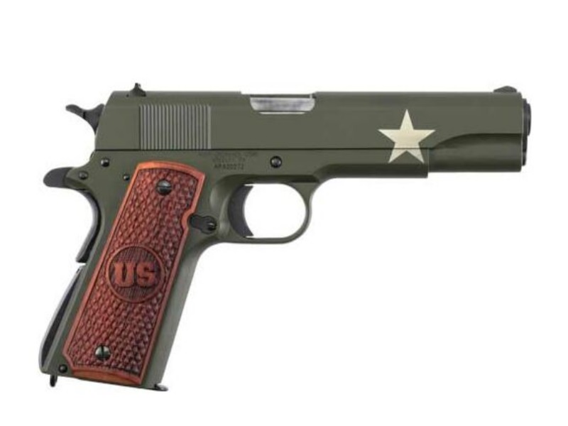 Auto-Ordnance Tanker 1911 .45 ACP pistol with 5-inch barrel and OD green finish