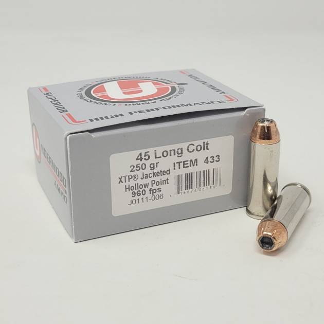 Underwood 45 Long Colt Ammunition UW433 250 Grain XTP Jacketed Hollow Point 20 Rounds