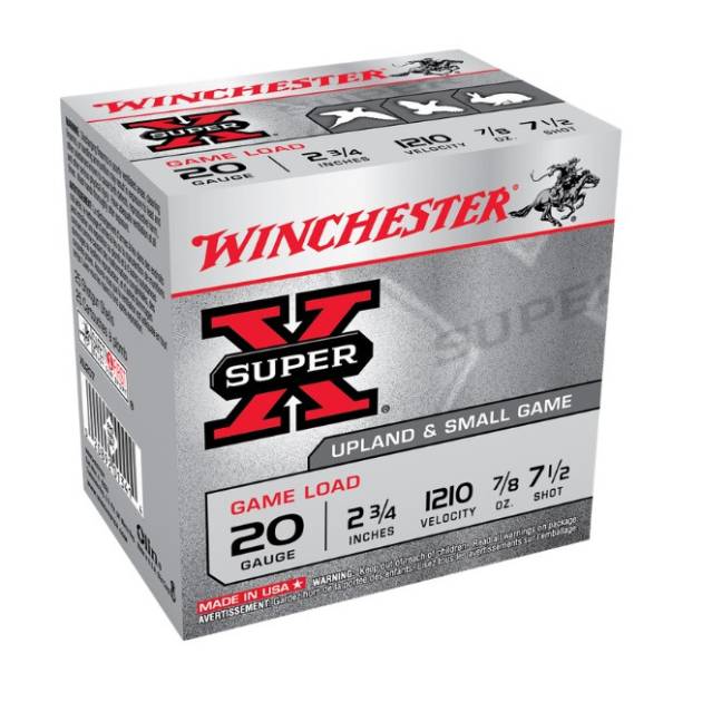 Winchester 20 GA Super-X 2 3/4" 7 1/2 shot 7/8 oz XU207 25 rounds