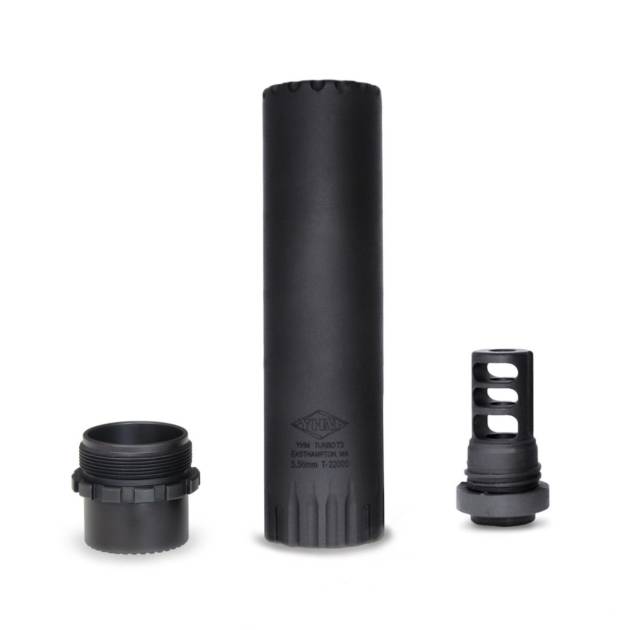Yankee Hill Machine Turbo T3 5.56 NATO black suppressor with quick-detach muzzle brake